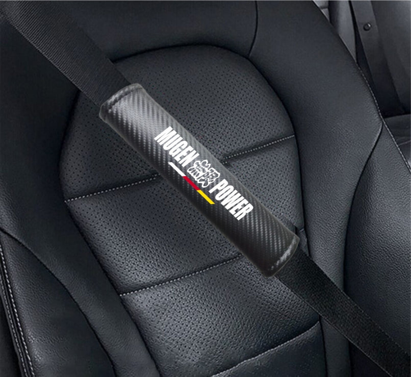 HONDA MUGEN POWER Carbon Fiber Car Seat Belt Cover Shoulder Strap Cushion