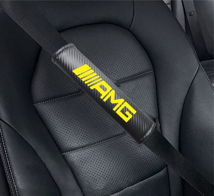 MERCEDES-BENZ AMG Carbon Fiber Car Seat Belt Cover Shoulder Strap Cushion