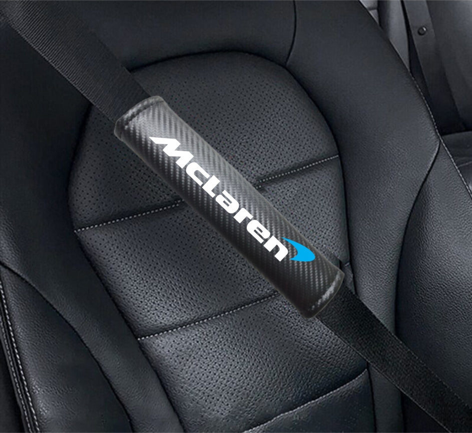 MCLAREN Carbon Fiber Car Seat Belt Cover Shoulder Strap Cushion