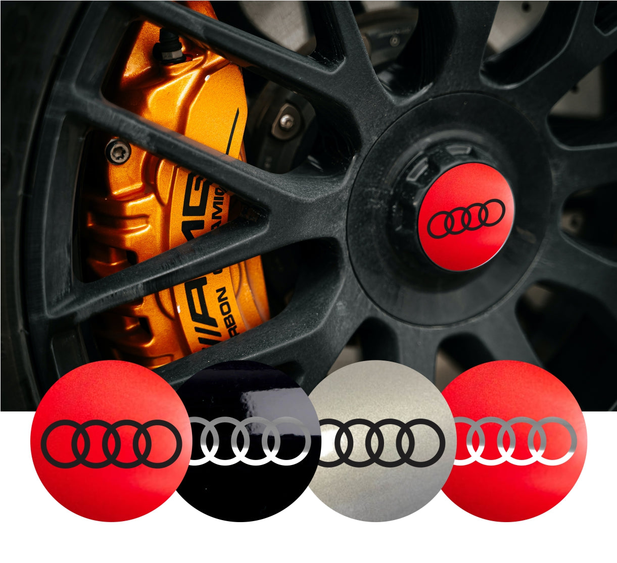 4x AUDI Wheel Center Hub Caps Emblem 45mm 50mm 56mm 60mm 65mm 70mm 75mm