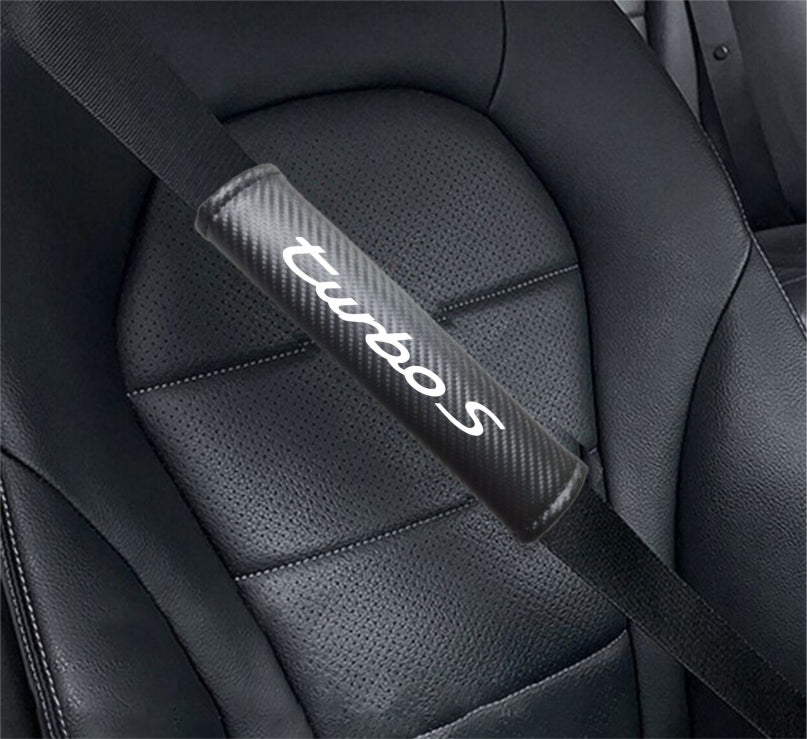 PORSCHE TURBO S Carbon Fiber Car Seat Belt Cover Shoulder Strap Cushion