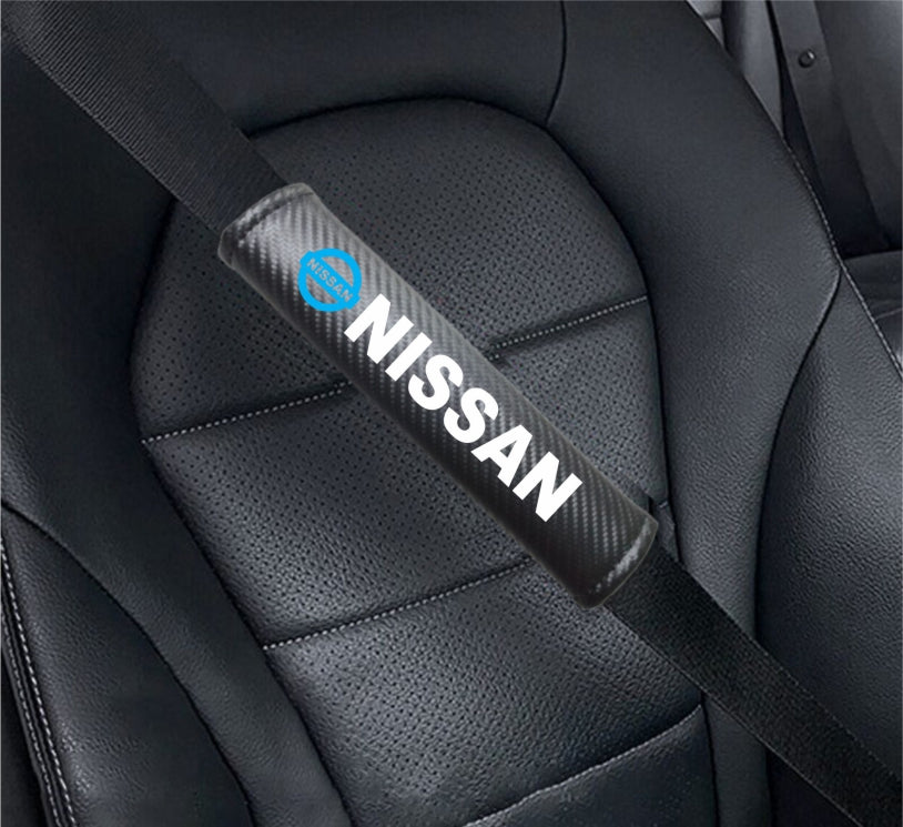 NISSAN Carbon Fiber Car Seat Belt Cover Shoulder Strap Cushion