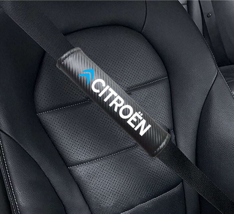 CITROEN Carbon Fiber Car Seat Belt Cover Shoulder Strap Cushion