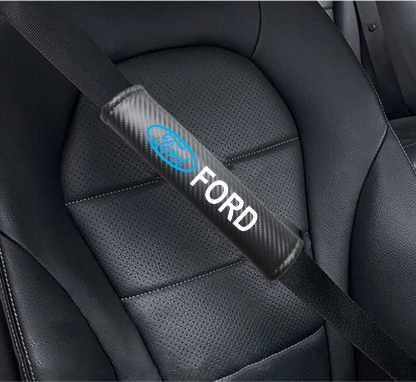 FORD Carbon Fiber Car Seat Belt Cover Shoulder Strap Cushion