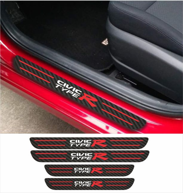HONDA CIVIC TYPE-R Car Accessories Rubber car door sill Scuff Plate Carbon fiber / Chrome