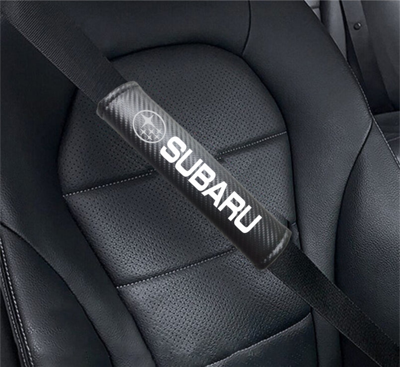 SUBARU Carbon Fiber Car Seat Belt Cover Shoulder Strap Cushion
