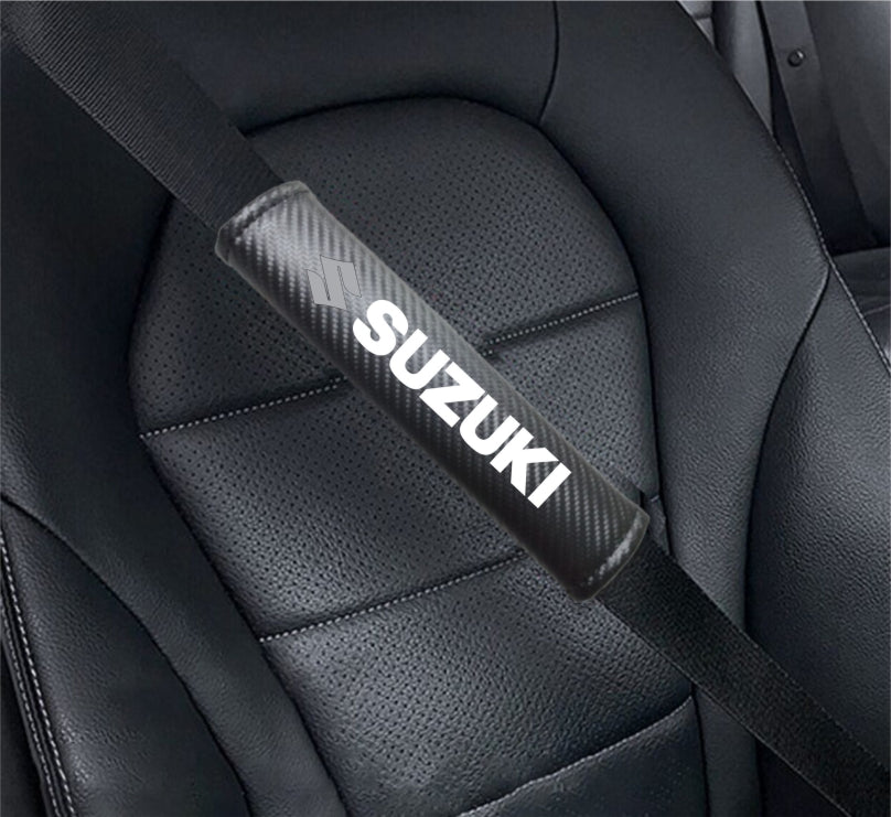 SUZUKI Carbon Fiber Car Seat Belt Cover Shoulder Strap Cushion