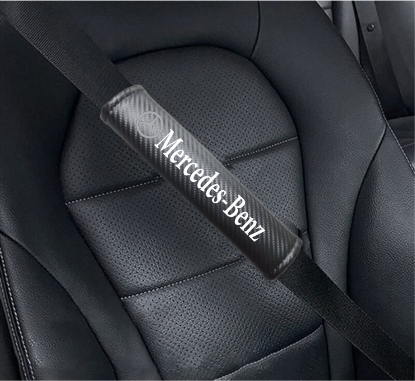 MERCEDES-BENZ Carbon Fiber Car Seat Belt Cover Shoulder Strap Cushion
