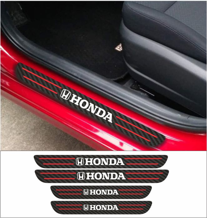 HONDA Car Accessories Rubber car door sill Scuff Plate Carbon fiber / Chrome