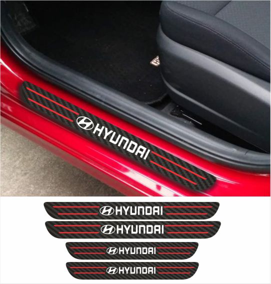 HYUNDAI Car Accessories Rubber car door sill Scuff Plate Carbon fiber / Chrome