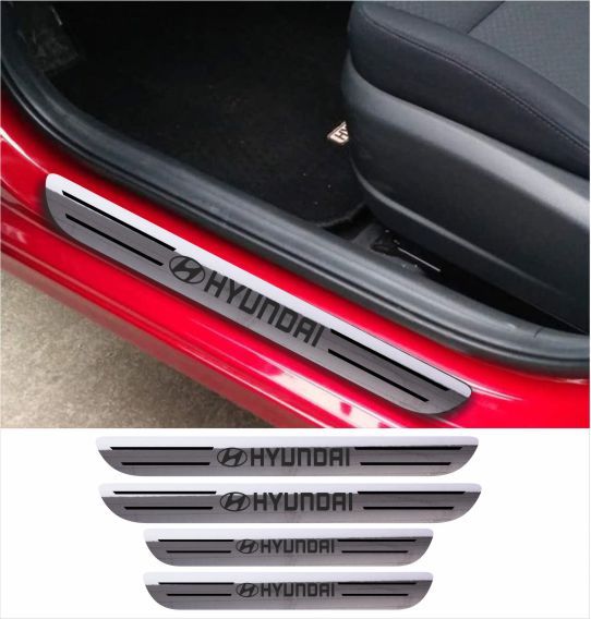 HYUNDAI Car Accessories Rubber car door sill Scuff Plate Carbon fiber / Chrome