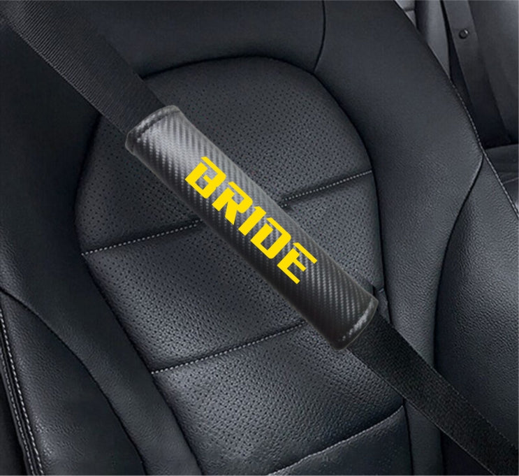 BRIDE Carbon Fiber Car Seat Belt Cover Shoulder Strap Cushion