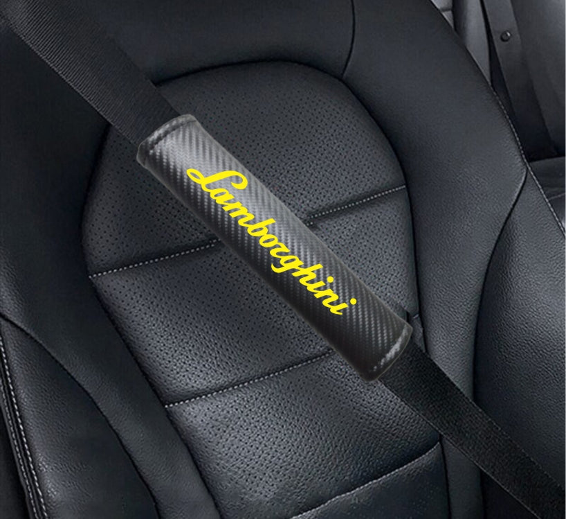 LAMBORGHINI Carbon Fiber Car Seat Belt Cover Shoulder Strap Cushion