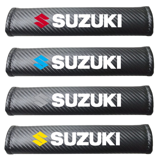 SUZUKI Carbon Fiber Car Seat Belt Cover Shoulder Strap Cushion