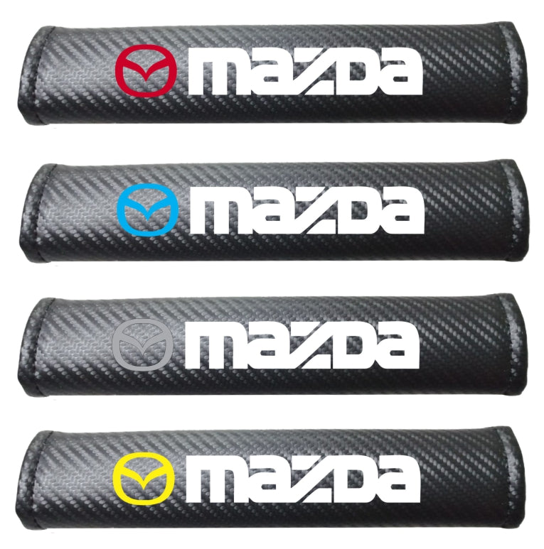 MAZDA Carbon Fiber Car Seat Belt Cover Shoulder Strap Cushion