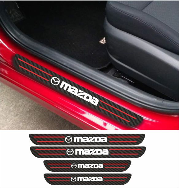 MAZDA Car Accessories Rubber car door sill Scuff Plate Carbon fiber / Chrome
