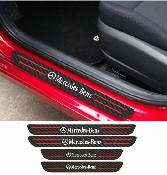 MERCEDES-BENZ Car Accessories Rubber car door sill Scuff Plate Carbon fiber / Chrome