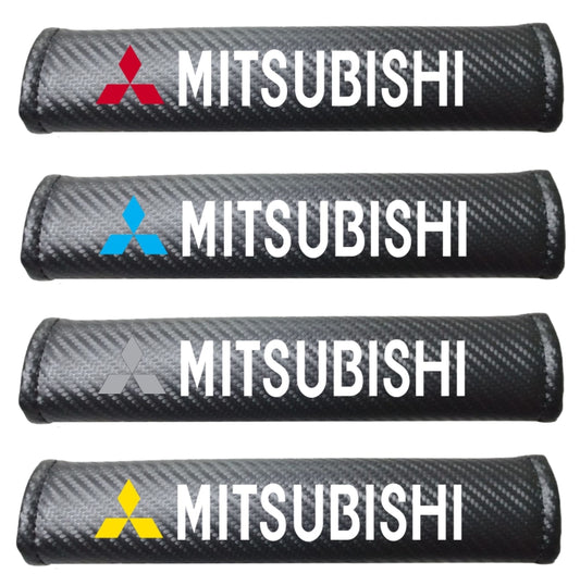 MITSUBISHI Carbon Fiber Car Seat Belt Cover Shoulder Strap Cushion