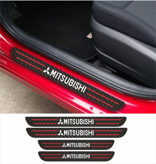 MITSUBISHI Car Accessories Rubber car door sill Scuff Plate Carbon fiber / Chrome