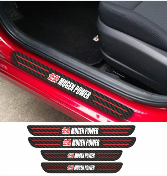 HONDA MUGEN POWER Car Accessories Rubber car door sill Scuff Plate Carbon fiber / Chrome