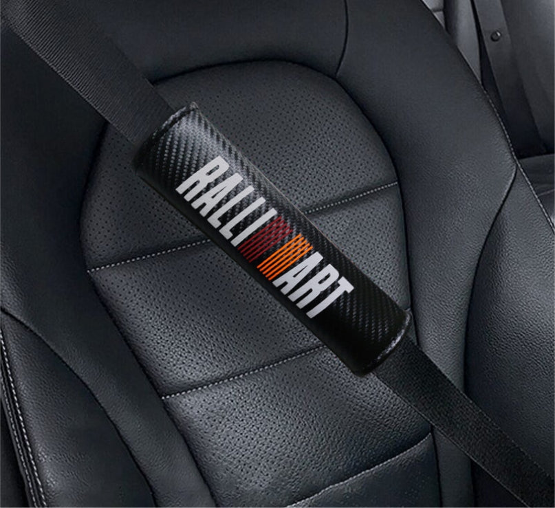 RALLIART MITSUBISHI Carbon Fiber Car Seat Belt Cover Shoulder Strap
