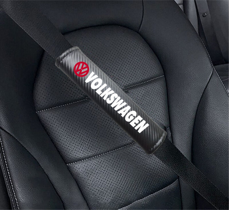 VOLKSWAGEN Carbon Fiber Car Seat Belt Cover Shoulder Strap Cushion