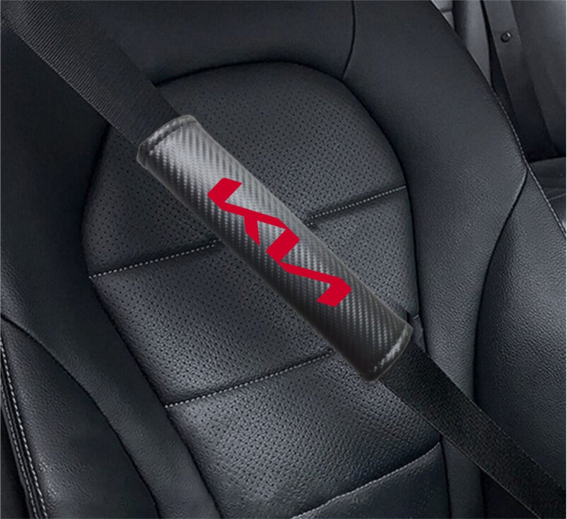 KIA Carbon Fiber Car Seat Belt Cover Shoulder Strap Cushion