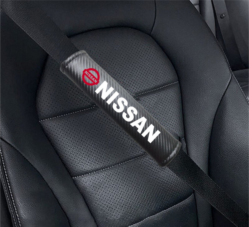 NISSAN Carbon Fiber Car Seat Belt Cover Shoulder Strap Cushion