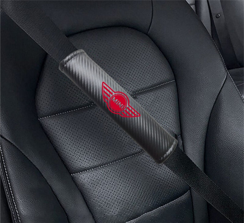 MINI COOPER Carbon Fiber Car Seat Belt Cover Shoulder Strap Cushion