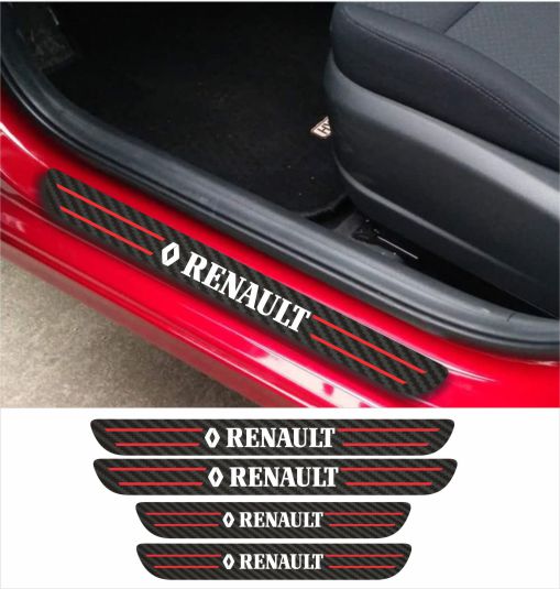 RENAULT Car Accessories Rubber car door sill Scuff Plate Carbon fiber / Chrome