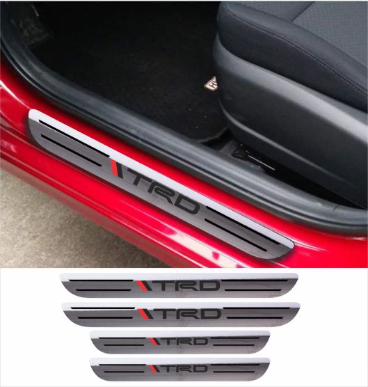 TRD Car Accessories Rubber car door sill Scuff Plate Carbon fiber / Chrome